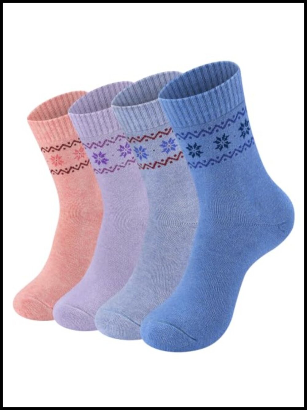 Womens Wool Blend Warm Thick Cozy Winter Crew Socks 4 Pairs